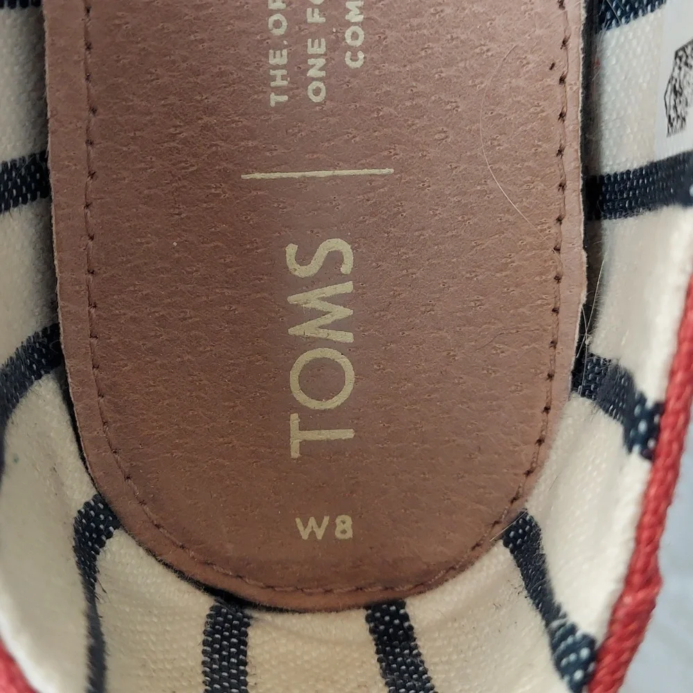 Toms Women's Canvas Slip-On Flats in Red, Size 8Wide